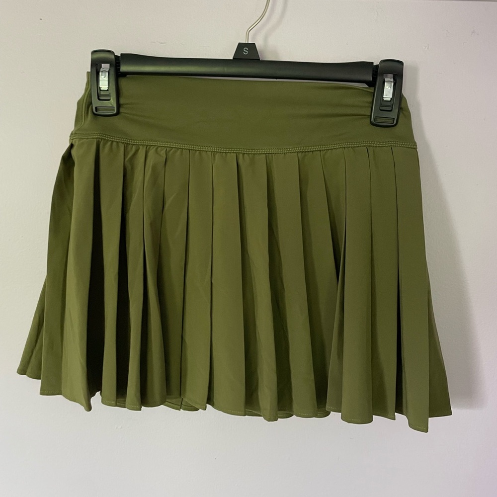 Aerie Green Skater Mini Skirt with Pleats